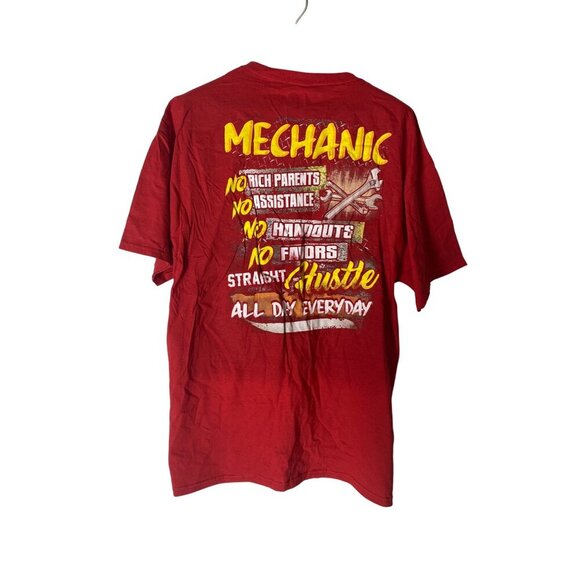 Fruit Of The Loom Men's Red "Mechanic" Graphic T-Shirt XL Crew Neck Short Sleeve - Picture 4 of 5
